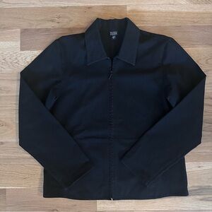 Eileen Fisher Collared Zip Jacket Pockets Black Small Lightweight